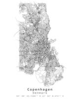 Copenhagen, Danimarca, urbano dettaglio strade strade carta geografica, elemento modello Immagine vettore