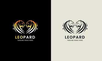 leopardo icona simbolo Puma, giaguaro testa, gatto tigre animale logo modello Immagine illustrazione vettore