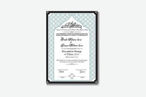 elegante Arabo stile islamico matrimonio certificato design vettore