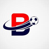 lettera B con calcio palla logo logo design illustrazione vettore