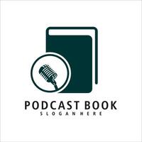 Podcast libro logo illustrazione design vettore