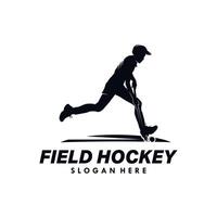 uomo campo hockey silhouette logo design modello vettore