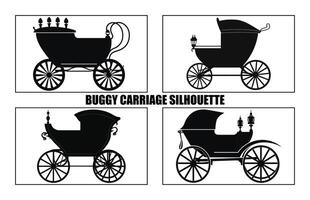 passeggino carrozza impostare, sagome di passeggino carrozza nero clipart collezione vettore