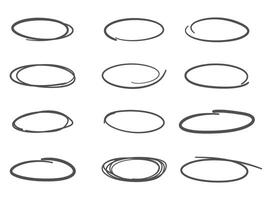 cerchio linea schizzo icona nel mano disegnato stile. circolare scarabocchiare scarabocchio illustrazione su isolato sfondo. matita o penna bolla cartello attività commerciale concetto. vettore