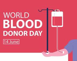 illustrazione grafico di mano è ricevente un' sangue trasfusione, Perfetto per internazionale giorno, mondo sangue donatore giorno, celebrare, saluto carta, eccetera. vettore
