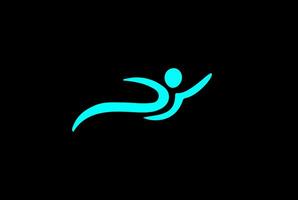 semplice astratto umano nuoto sport club concorrenza logo design vector