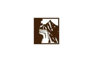 rustico retrò vintage arrampicata a mano montagna roccia logo design vector