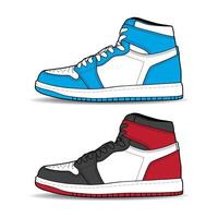 scarpe da ginnastica scarpa impostato collezione con diverso colore. sneaker lato Visualizza piatto design concetto. icona logo illustrazione. vettore