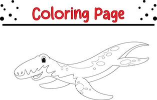 plesiosauri dinosauro colorazione libro pagina per bambini vettore