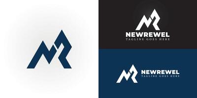 astratto iniziale montagna lettera nr o rn logo nel in profondità blu colore isolato su multiplo sfondo colori. il logo è adatto per attività commerciale e consulenza azienda logo design ispirazione modelli. vettore