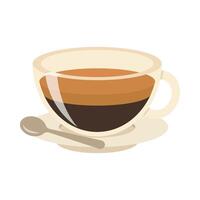 caldo e freddo caffè bevanda. diverso tipi di bere. caffè espresso, Americano tazza, cappuccino e latte macchiato nel carta tazza, ghiacciato macchiato nel bicchiere. piatto illustrazioni isolato su bianca sfondo vettore