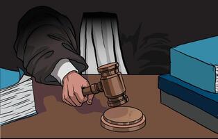 illustrazione di giudice martelletto, decisione concetto vettore