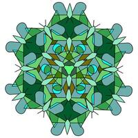 ornamento di geometrico figure di farfalle nel il stile di combinatoria nel verde sfumature, mandala su un' bianca sfondo vettore