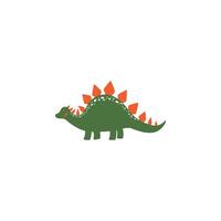 carino verde stegosauro dinosauro stampato disegno, carino dinosauro icona isolato su bianca sfondo, divertente piatto dino carattere, divertente carino cartone animato piatto dinosauro su un' bianca sfondo dinosauro logo design vettore