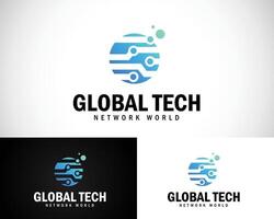 mondo tecnologia logo design modello vettore