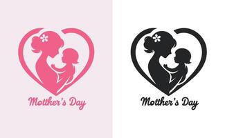 donne e bambino logo design La madre di giorno speciale può essere Usato nel sociale media inviare, saluto carta disegno, bandiera e manifesti. contento madri giorno silhouette per migliore mamma e bambino amore carta design vettore