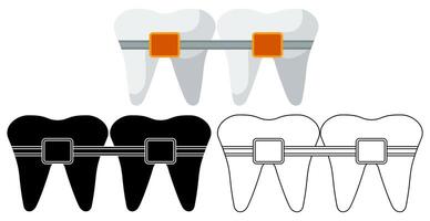 impostato dente dentale bretelle icona dentista simbolo piatto design illustrazione vettore