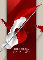 volantino, manifesto ragnatela design Indonesia bandiera realistico agitando illustrazione design vettore