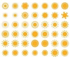 impostato splendente luce del sole icona design illustrazione vettore