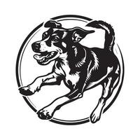 cane Immagine azione illustrazioni. nero e bianca cane su bianca sfondo vettore