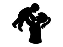madre Tenere figlio silhouette sfondo vettore