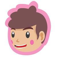 carino cartone animato ragazzo viso con rosa sfondo. logo viso su isolato bianca sfondo. o illustrazione. vettore