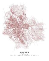 Varsavia, Polonia, dettaglio strade strade carta geografica ,elemento modello Immagine vettore