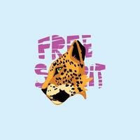 gratuito spirito, isolato leopardo testa selvaggio azione , ghepardo testa, selvaggio animale edizione ghepardo ritratto giungla natura illustrazione, leopardo Stampa, bellissimo leopardo testa nel giallo arancia colore stampato vettore