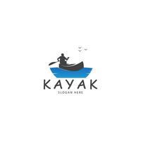 kayak logo icona illustrazione silhoutte vettore