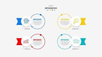 quattro passo Infografica elemento design modello per presentazione. processi diagramma e presentazioni fare un passo, flusso di lavoro disposizione, striscione, flusso grafico, Informazioni grafico illustrazione. vettore