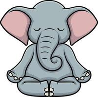 elefante personaggio Meditare illustrazione vettore