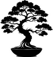 un' nero silhouette di un' Bonsai albero vettore