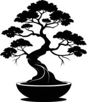 un' nero silhouette di un' Bonsai albero vettore