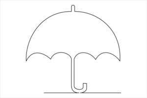 continuo singolo linea disegno di ombrello astratto ombrello linea arte illustrazione vettore