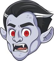 vampiro testa con zanne cartone animato disegno vettore