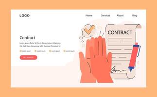 attività commerciale affare o accordo ragnatela bandiera o atterraggio pagina. firma un' contrarre vettore