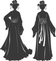 silhouette indipendente Cinese donne indossare hanfu nero colore solo vettore