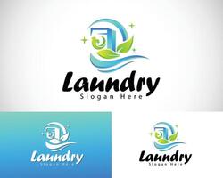 lavanderia logo stoffa lavare logo pulito logo creativo design natura partire fresco vettore