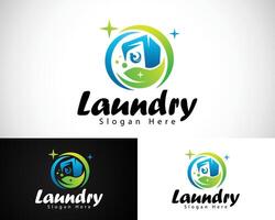 lavanderia logo stoffa lavare logo pulito logo creativo design natura partire fresco vettore
