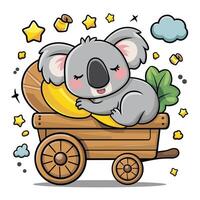 impostato di carino grigio koala orso nel diverso pose mangiare addormentato le foglie cartone animato animale design piatto illustrazione isolato su bianca sfondo vettore