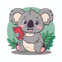 impostato di carino grigio koala orso nel diverso pose mangiare addormentato le foglie cartone animato animale design piatto illustrazione isolato su bianca sfondo vettore