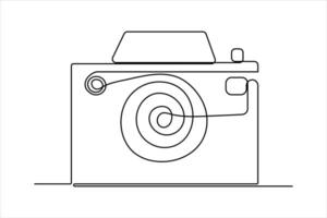 continuo singolo linea disegno linea arte di retrò foto telecamera icona illustrazione vettore