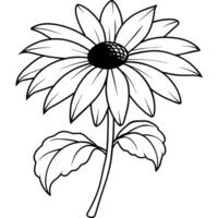 nero con gli occhi susan fiore schema illustrazione colorazione libro pagina disegno, azalea fiore nero e bianca linea arte disegno colorazione libro pagine per bambini e adulti vettore