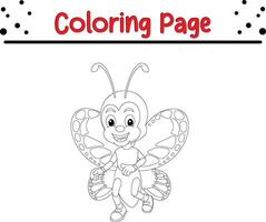 carino farfalla colorazione pagina. falena colorazione libro per bambini. vettore