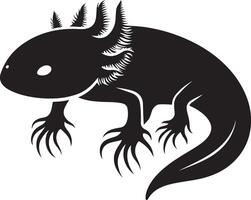 Axolotl silhouette illustrazione su bianca sfondo. vettore