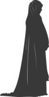 silhouette indipendente Emirates donne indossare abaya nero colore solo vettore