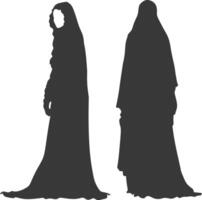 silhouette indipendente Emirates donne indossare abaya nero colore solo vettore