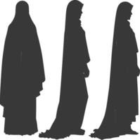 silhouette indipendente Emirates donne indossare abaya nero colore solo vettore