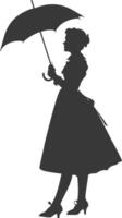 silhouette indipendente Germania donne indossare dirndl con ombrello nero colore solo vettore