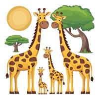 carino giraffa animale isolato piatto illustrazione bianca sfondo vettore